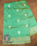 Pale Green Pure Katan Silk with Resham Weaving Handloom Saree