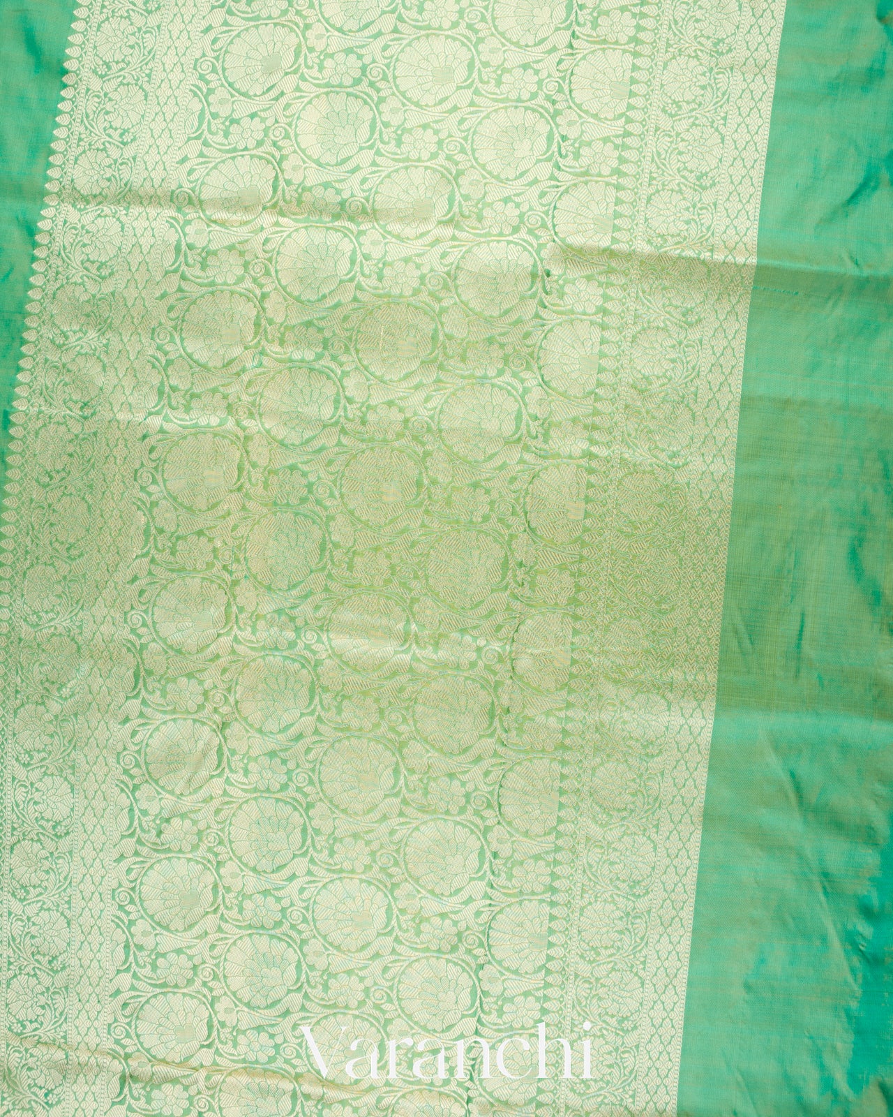 Pale Green Pure Katan Silk with Resham Weaving Handloom Saree