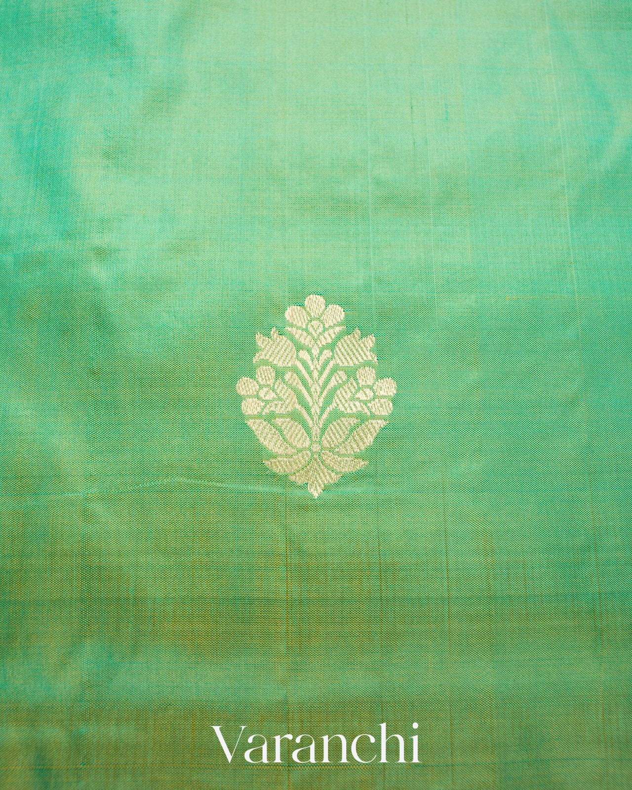 Pale Green Pure Katan Silk with Resham Weaving Handloom Saree