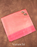 Coral Pink Tissue Striped Pure Katan Silk Saree