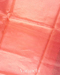 Coral Pink Tissue Striped Pure Katan Silk Saree