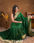 Emerald Green Pure Katan Silk Handloom Saree