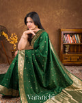 Emerald Green Pure Katan Silk Handloom Saree