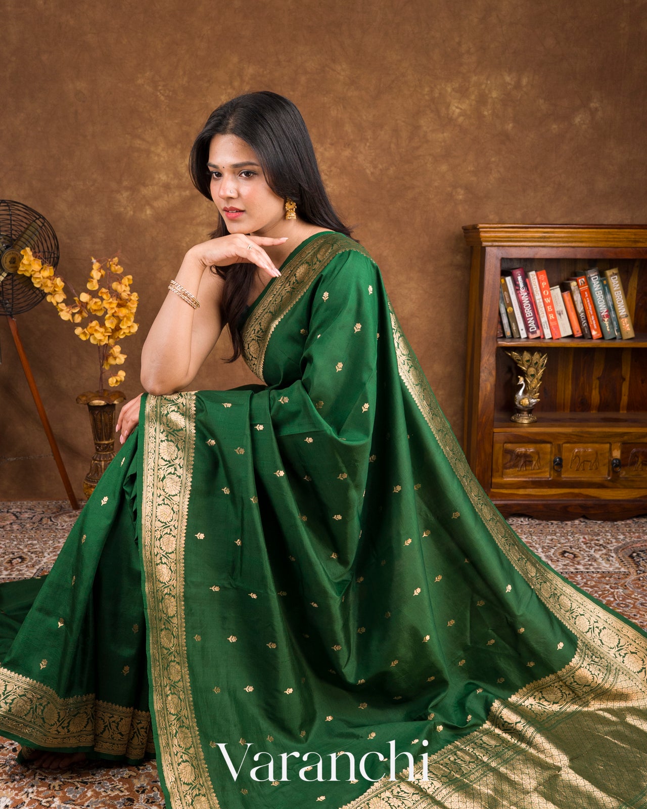 Emerald Green Pure Katan Silk Handloom Saree