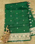 Emerald Green Pure Katan Silk Handloom Saree