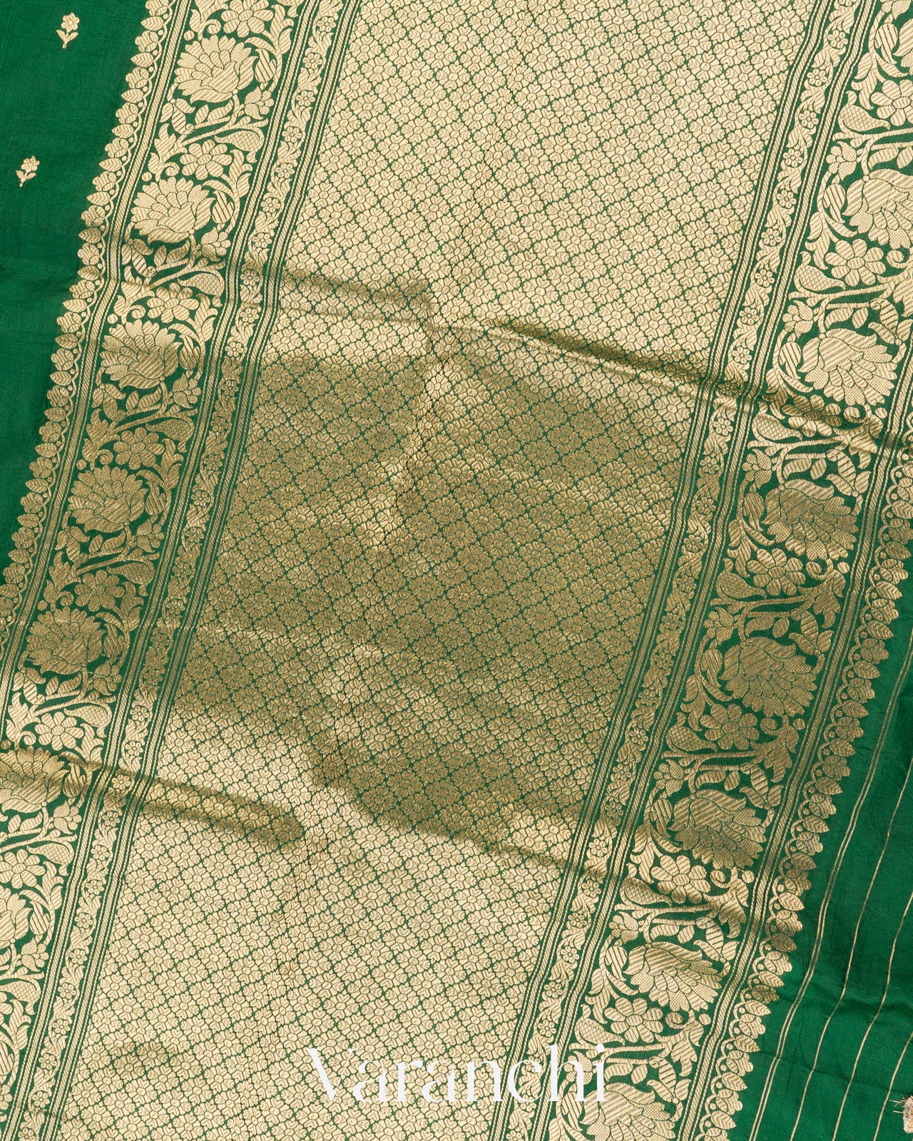 Emerald Green Pure Katan Silk Handloom Saree
