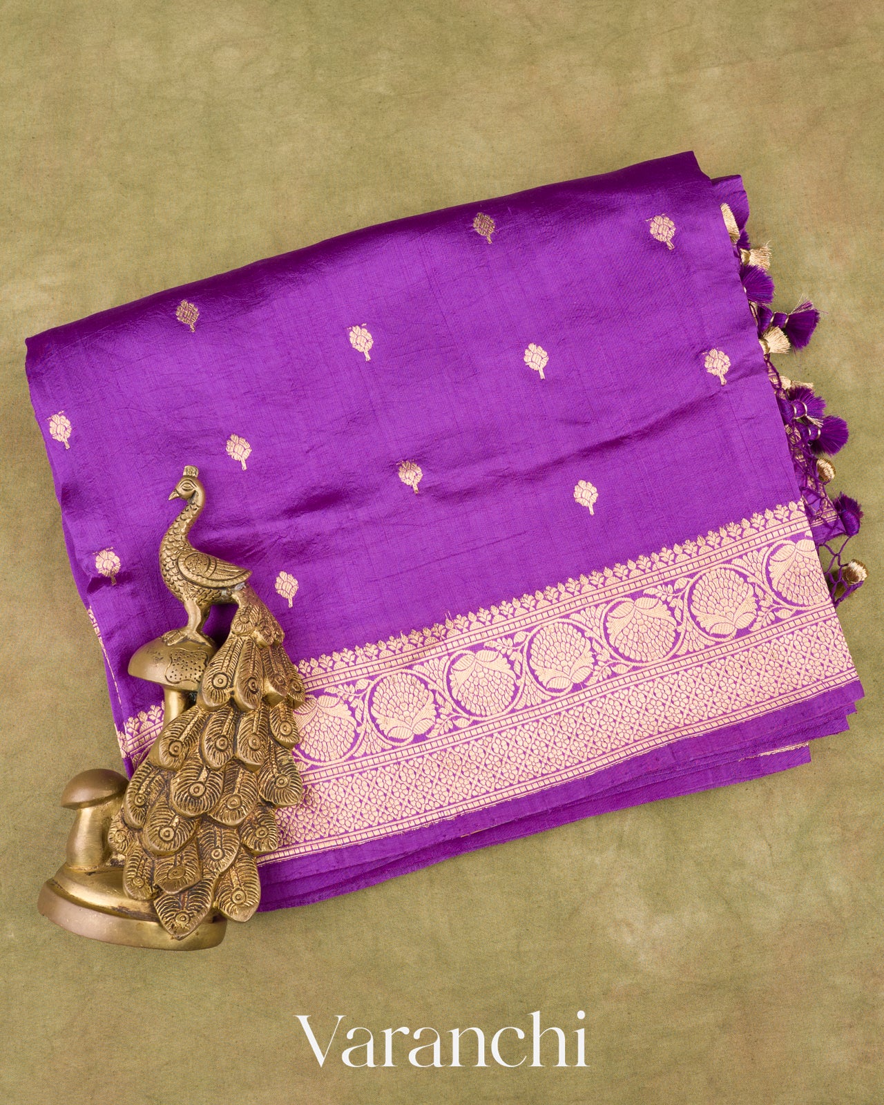 Purple Pure Katan Silk Handloom Saree 
