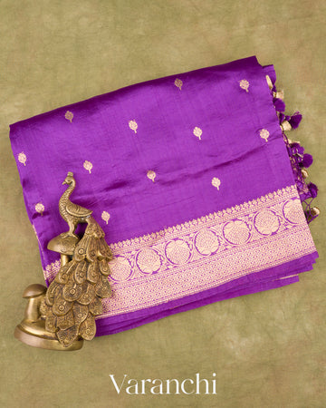 Purple Pure Katan Silk Handloom Saree 