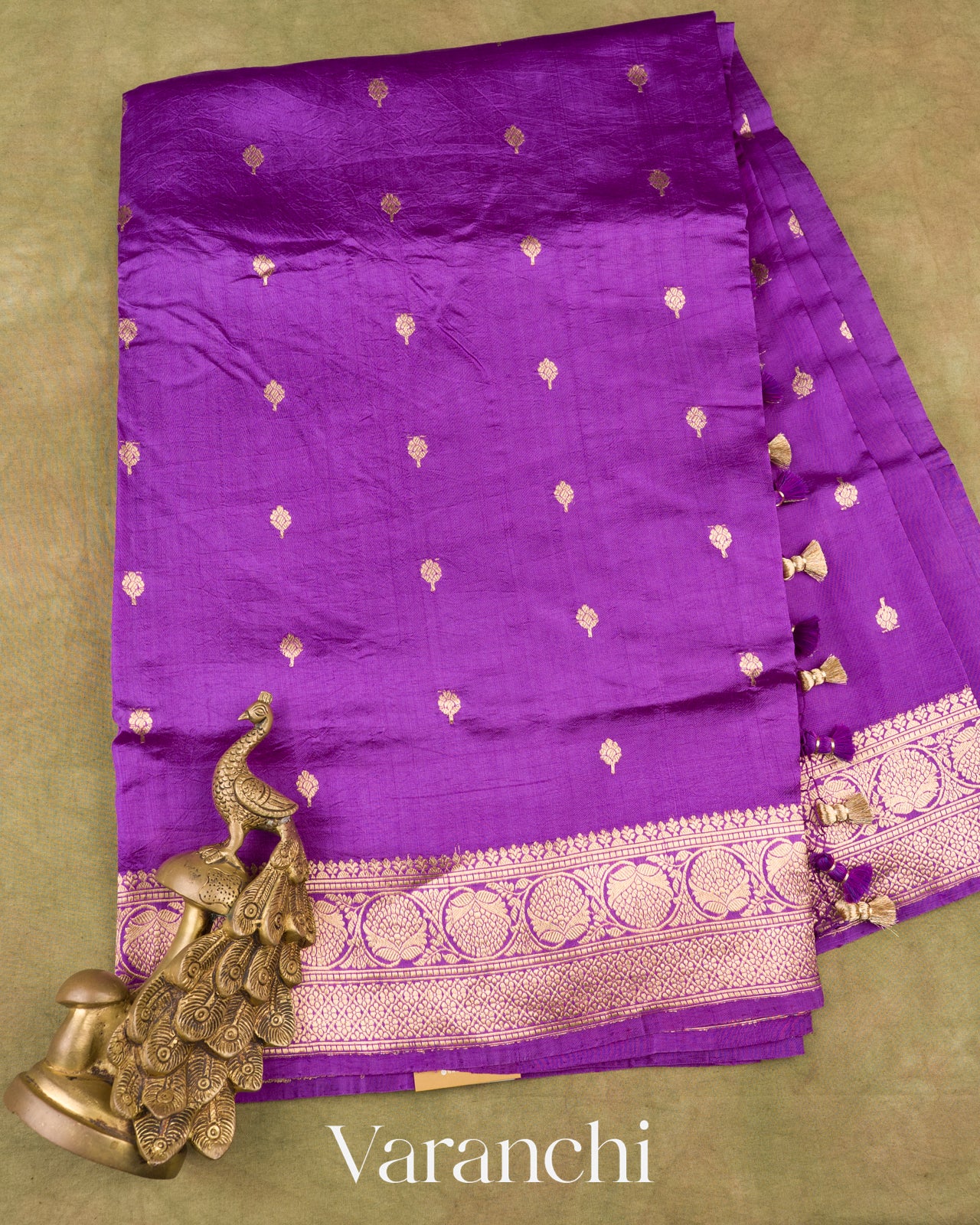 Purple Pure Katan Silk Handloom Saree 
