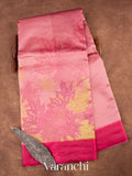 Pink Digital Printed Tissue Striped Pure Katan Silk Saree