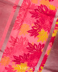 Pink Digital Printed Tissue Striped Pure Katan Silk Saree