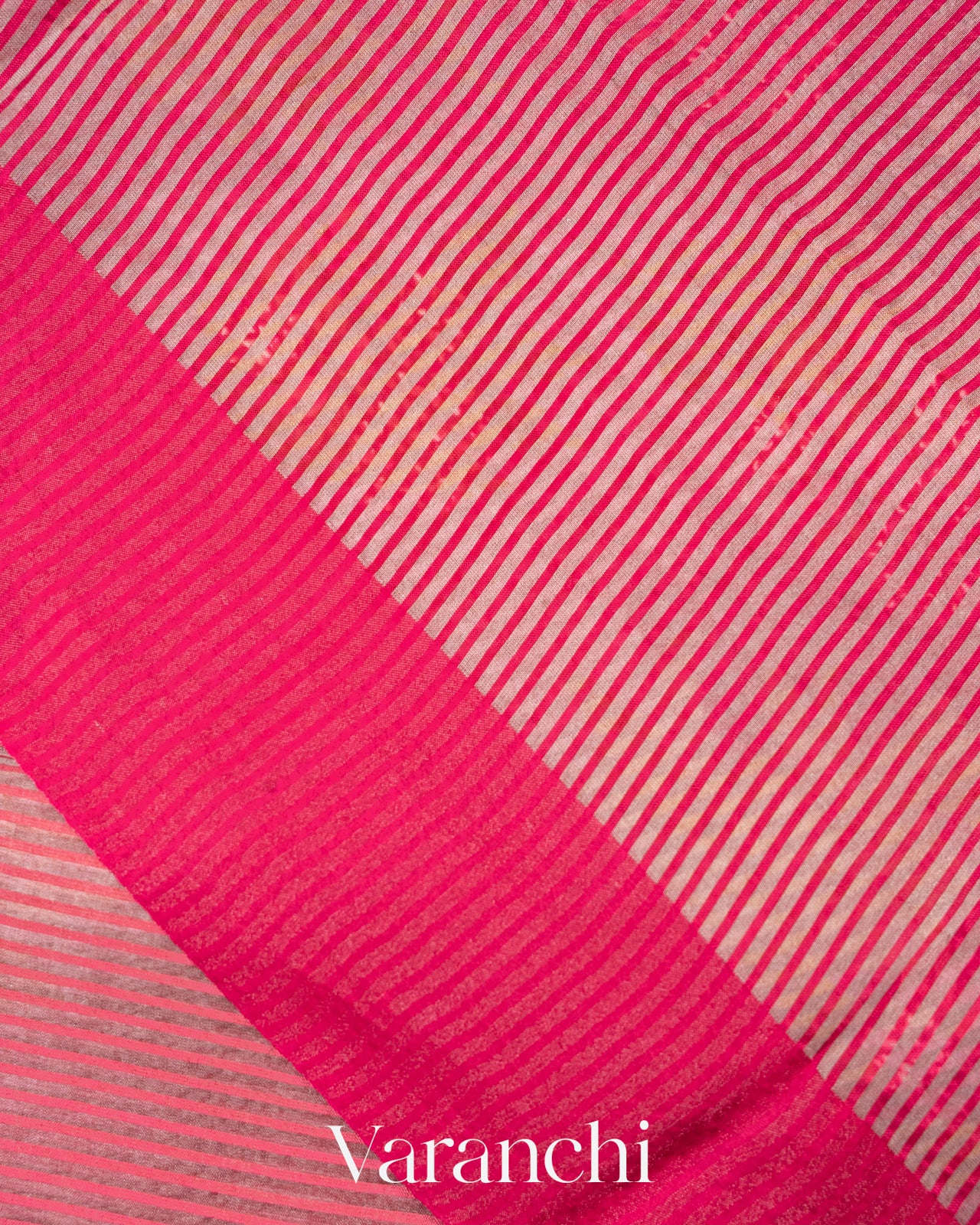 Pink Digital Printed Tissue Striped Pure Katan Silk Saree