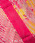 Pink Digital Printed Tissue Striped Pure Katan Silk Saree