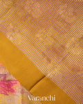 Mustard Digital Printed Tissue Striped Pure Katan Silk Saree