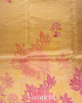 Mustard Digital Printed Tissue Striped Pure Katan Silk Saree