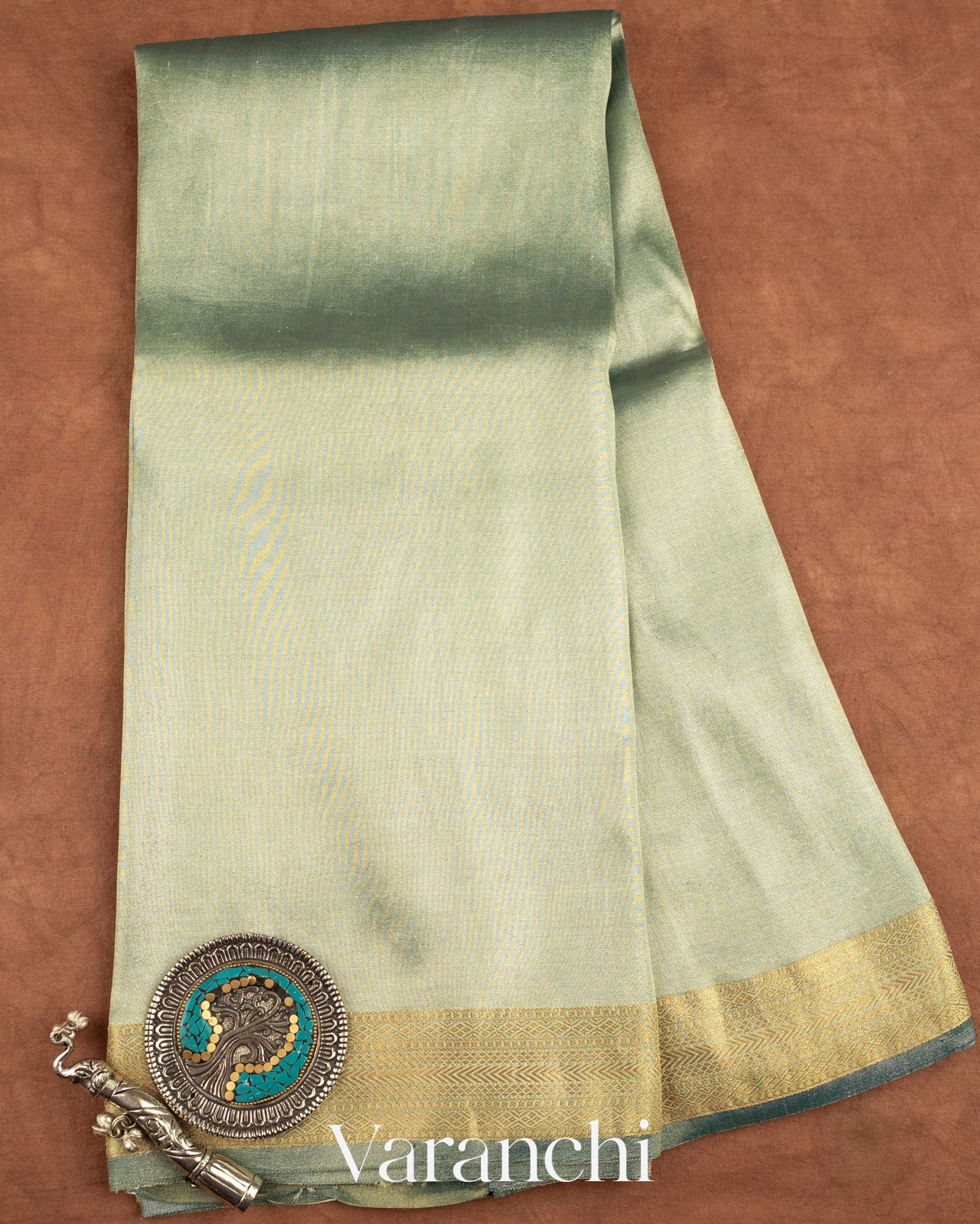 Pastel Blue Pure Tissue Katan Silk Saree