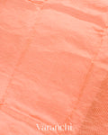 Peach  Point Tissue Striped Pure Katan Silk Saree