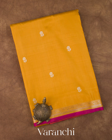 Mustard Yellow Pure Katan Silk Handloom Saree