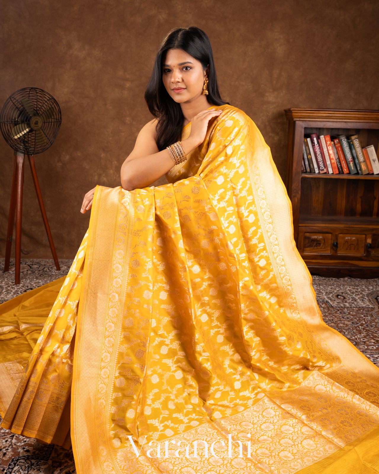 Mustard Yellow Pure Katan Silk Handloom Saree