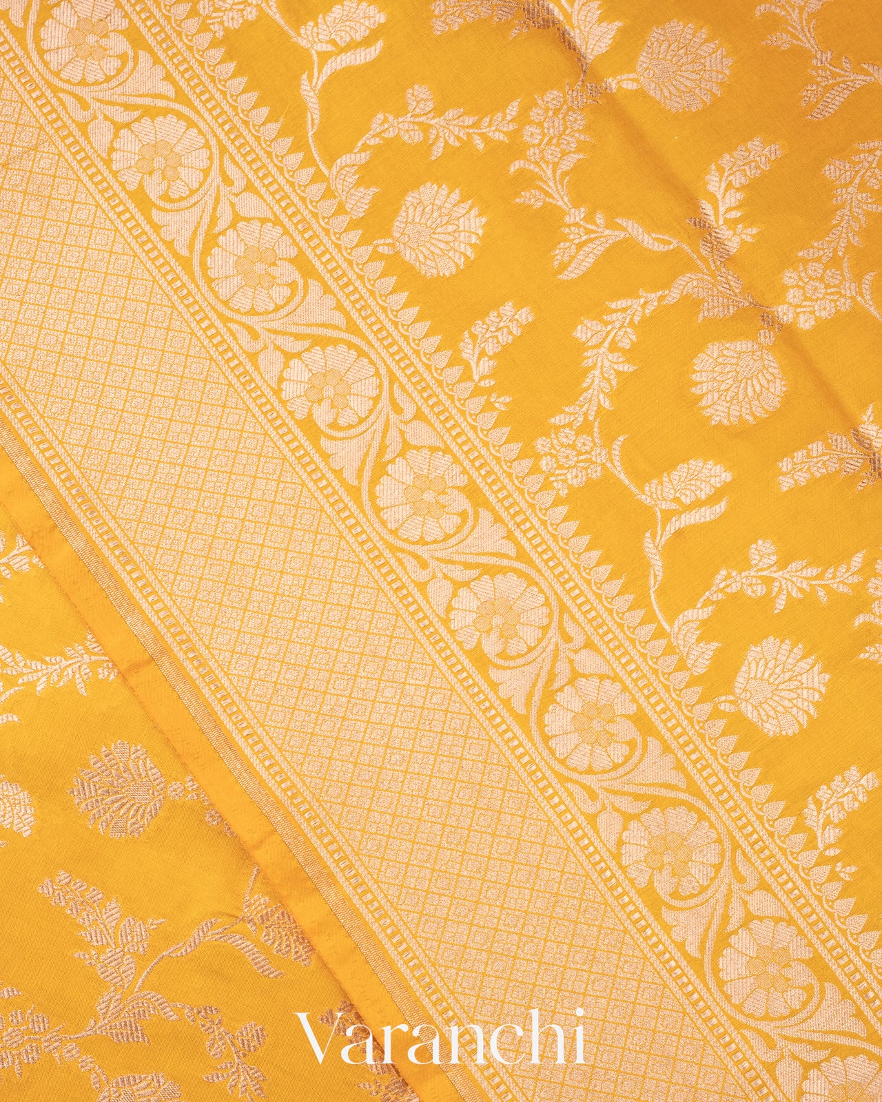 Mustard Yellow Pure Katan Silk Handloom Saree