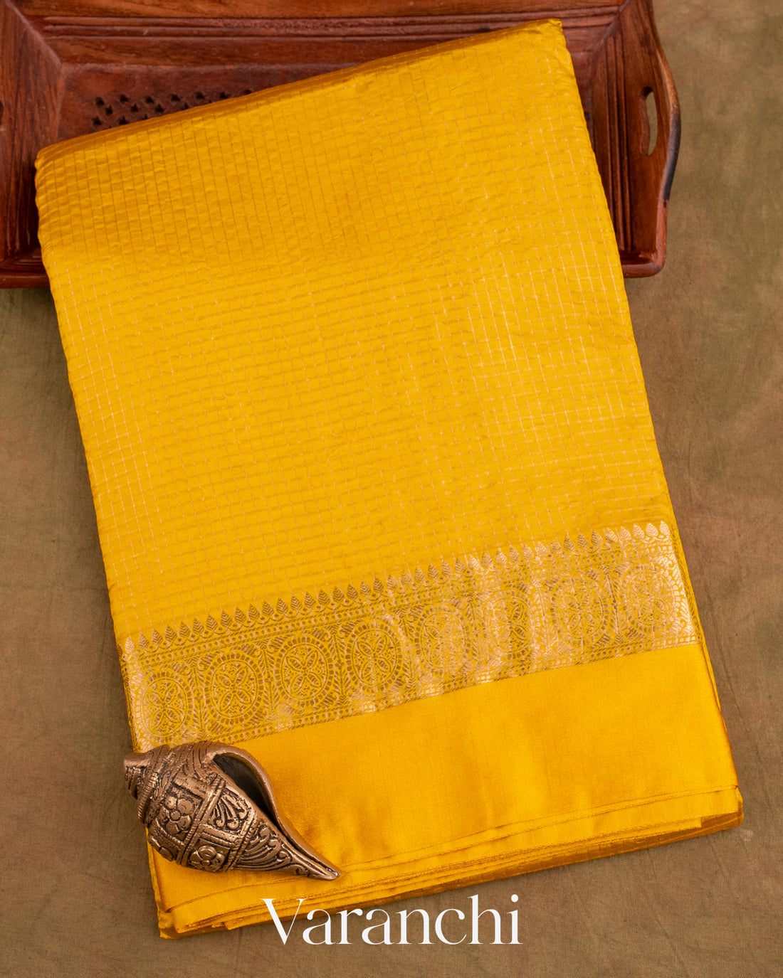 Bright Yellow Pure Katan Silk Saree