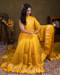 Bright Yellow Pure Katan Silk Saree