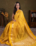Bright Yellow Pure Katan Silk Saree