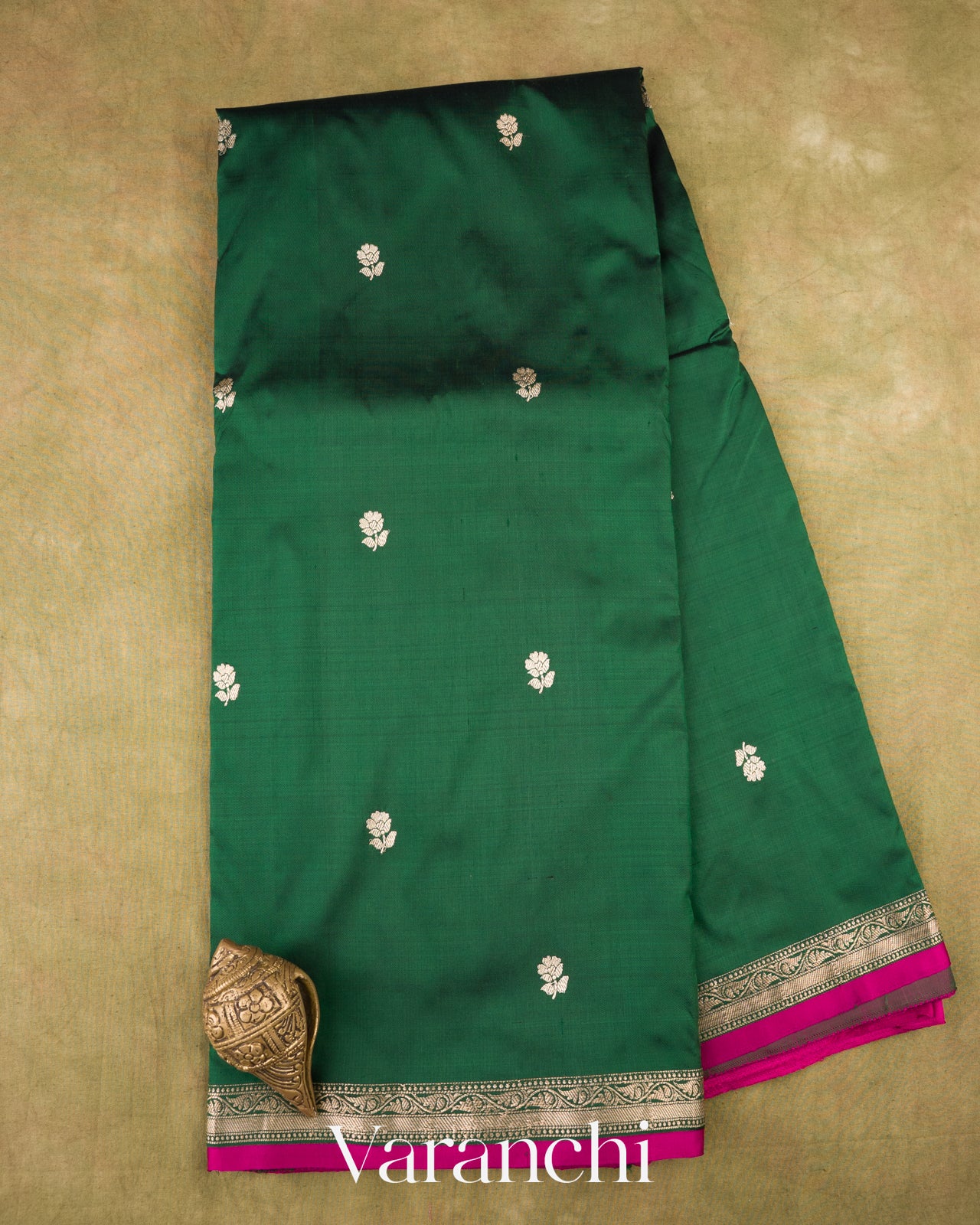Emerald Teal Pure Katan Silk Handloom Saree
