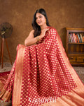 Vermilion Red Pure Katan Silk Handloom Saree