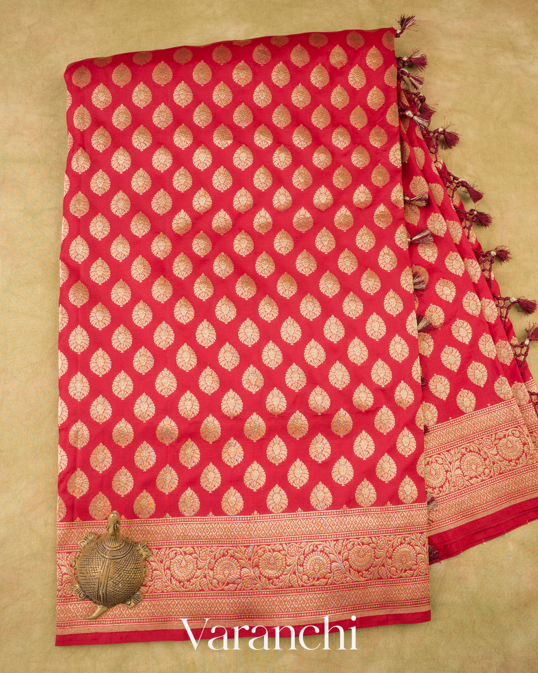 Vermilion Red Pure Katan Silk Handloom Saree
