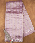 Light Lavender Tissue Striped Pure Katan Silk Saree