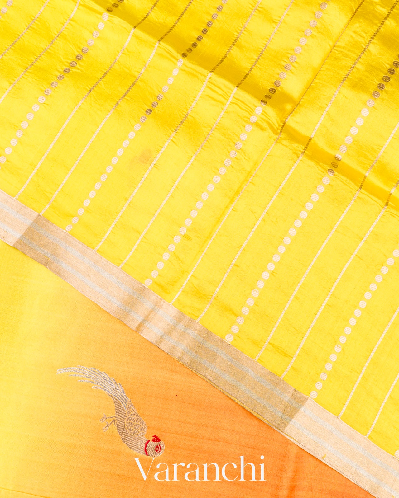 Orange And Marigold Ombre Dyed Pure Katan Silk Saree 