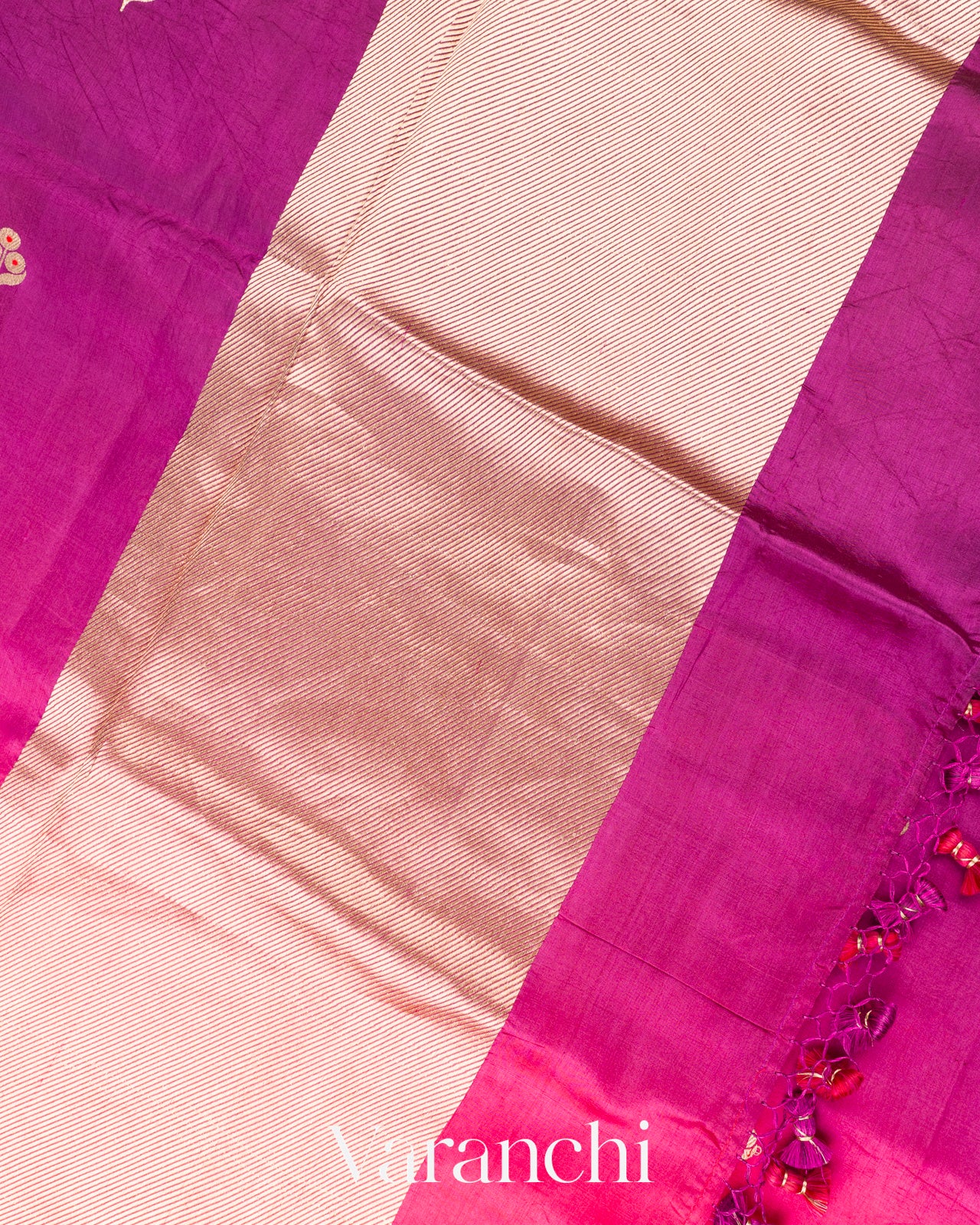 Orchid And Rani Pink Ombre Dyed Pure Katan Silk Saree