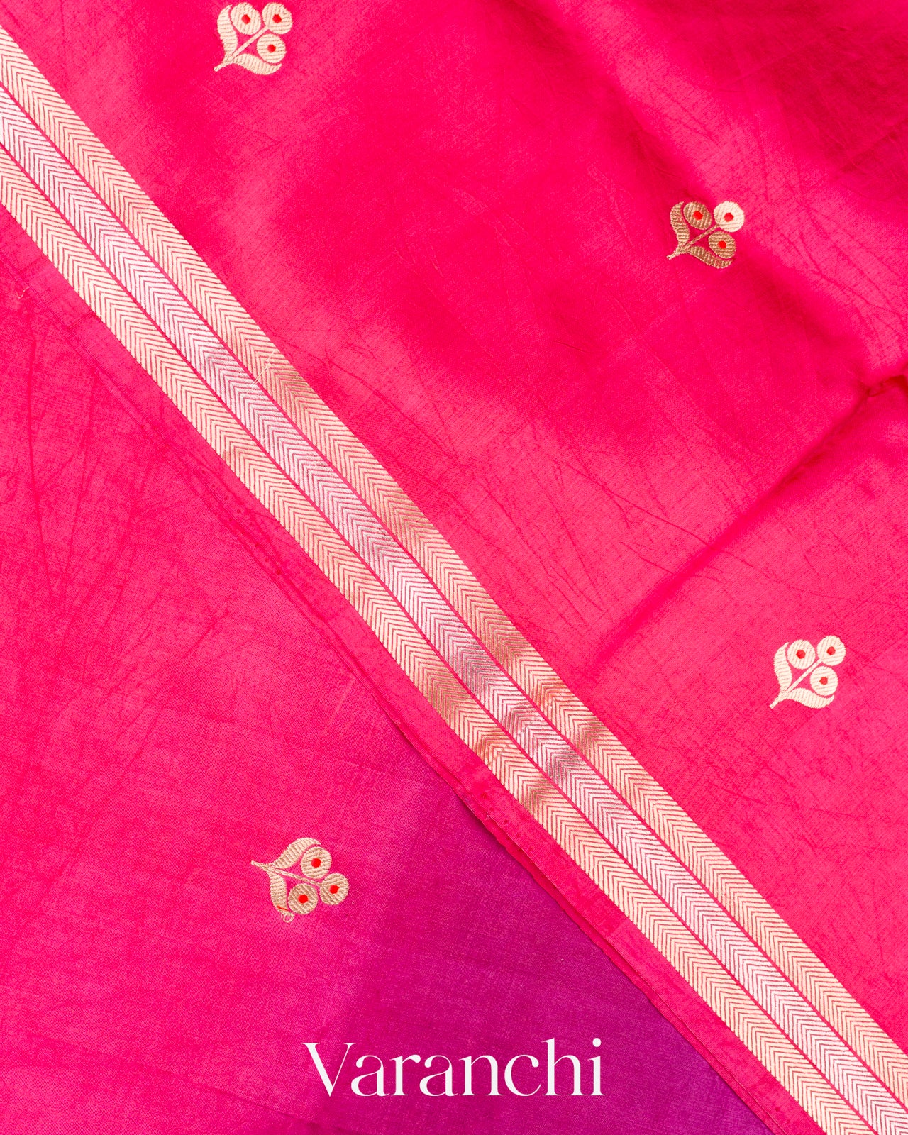 Orchid And Rani Pink Ombre Dyed Pure Katan Silk Saree