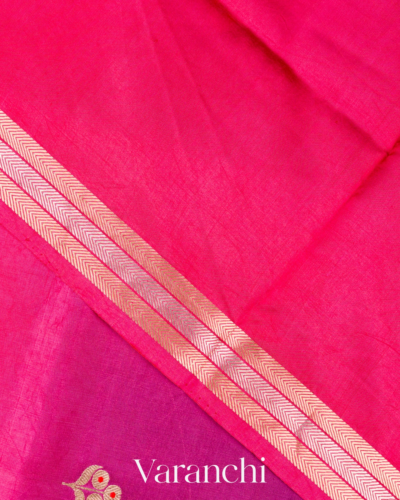 Orchid And Rani Pink Ombre Dyed Pure Katan Silk Saree