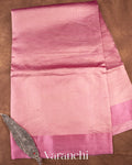 Onion Pink Tissue Striped Pure Katan Silk Saree