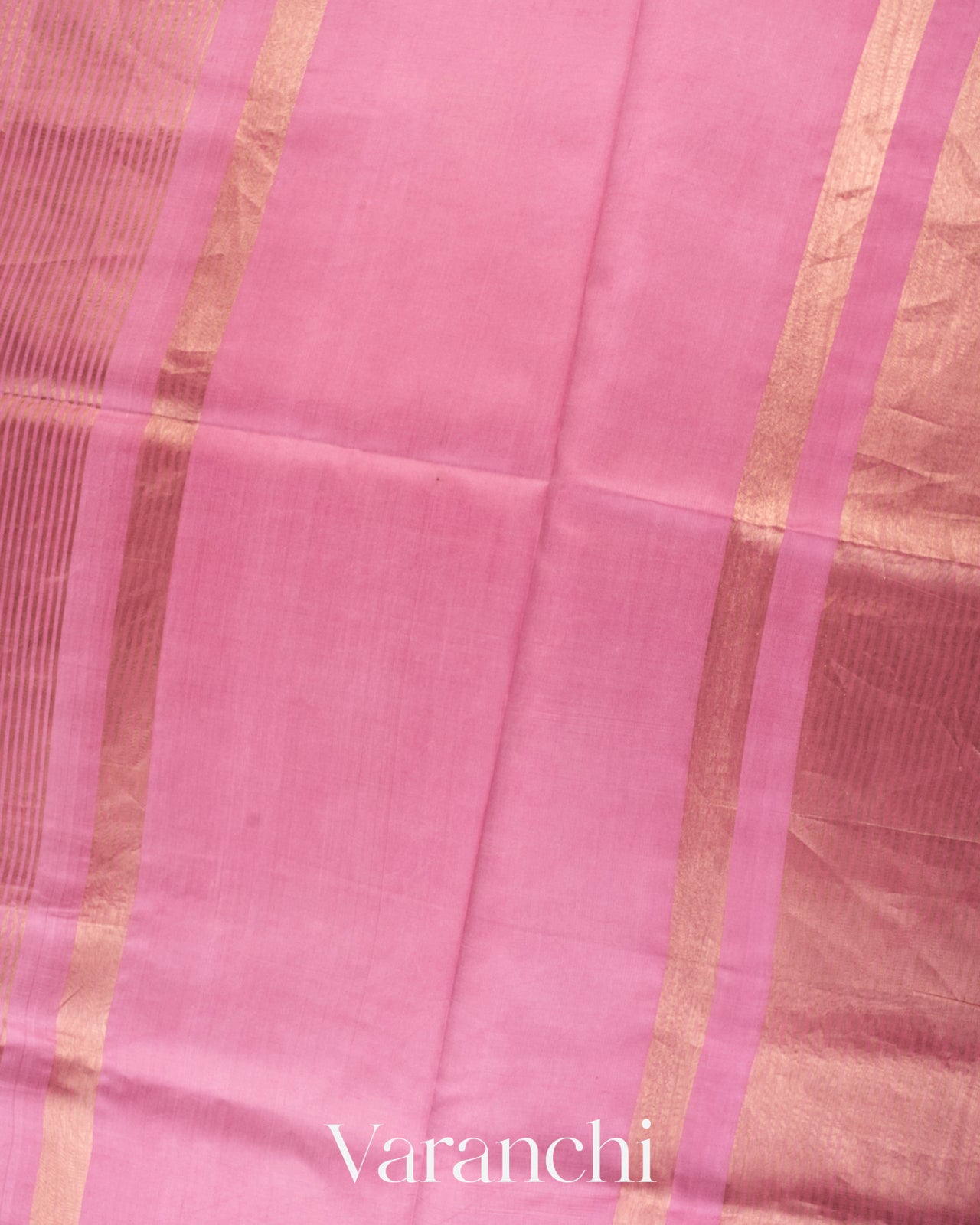 Onion Pink Tissue Striped Pure Katan Silk Saree