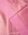 Onion Pink Tissue Striped Pure Katan Silk Saree