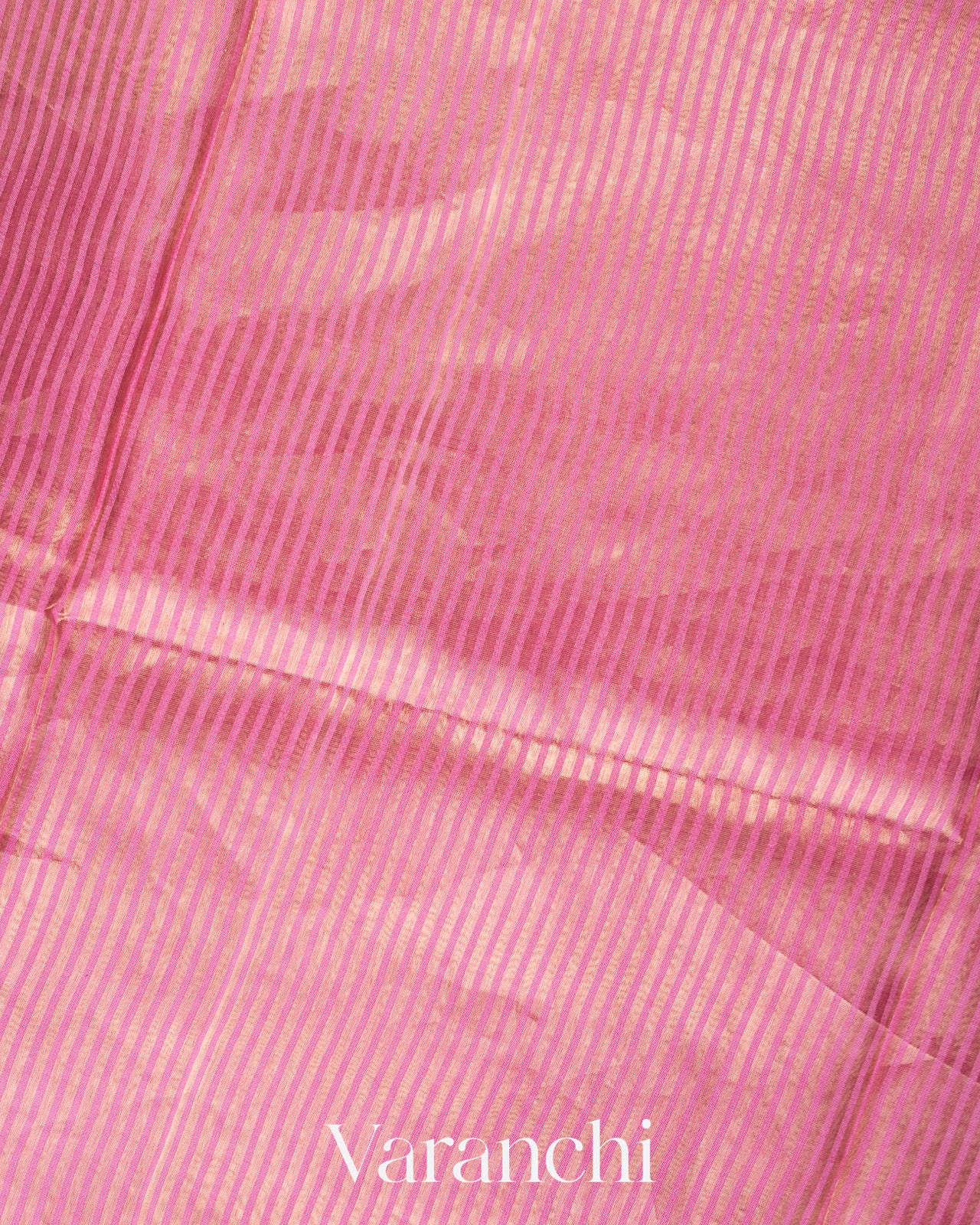 Onion Pink Tissue Striped Pure Katan Silk Saree