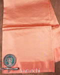 Peach Tissue Striped Pure Katan Silk Saree