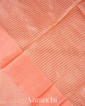Peach Tissue Striped Pure Katan Silk Saree
