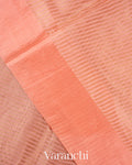 Peach Tissue Striped Pure Katan Silk Saree