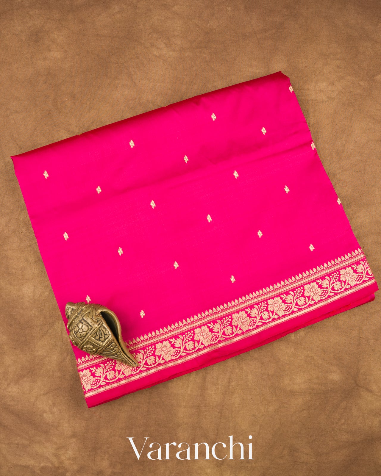 Rani Pink Pure Katan Silk with Resham Weaving Handloom Saree