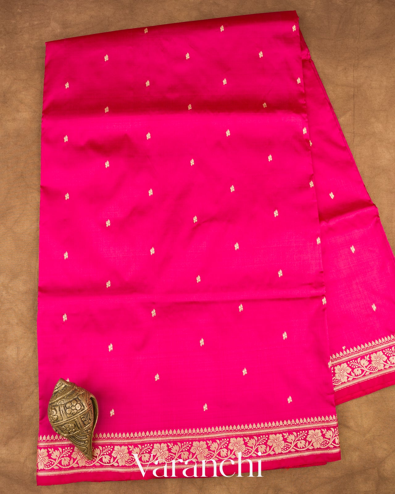 Rani Pink Pure Katan Silk with Resham Weaving Handloom Saree