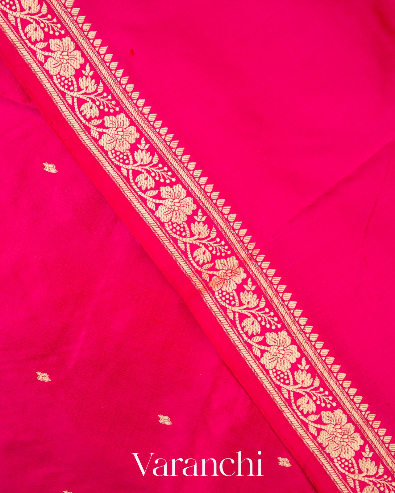 Rani Pink Pure Katan Silk with Resham Weaving Handloom Saree