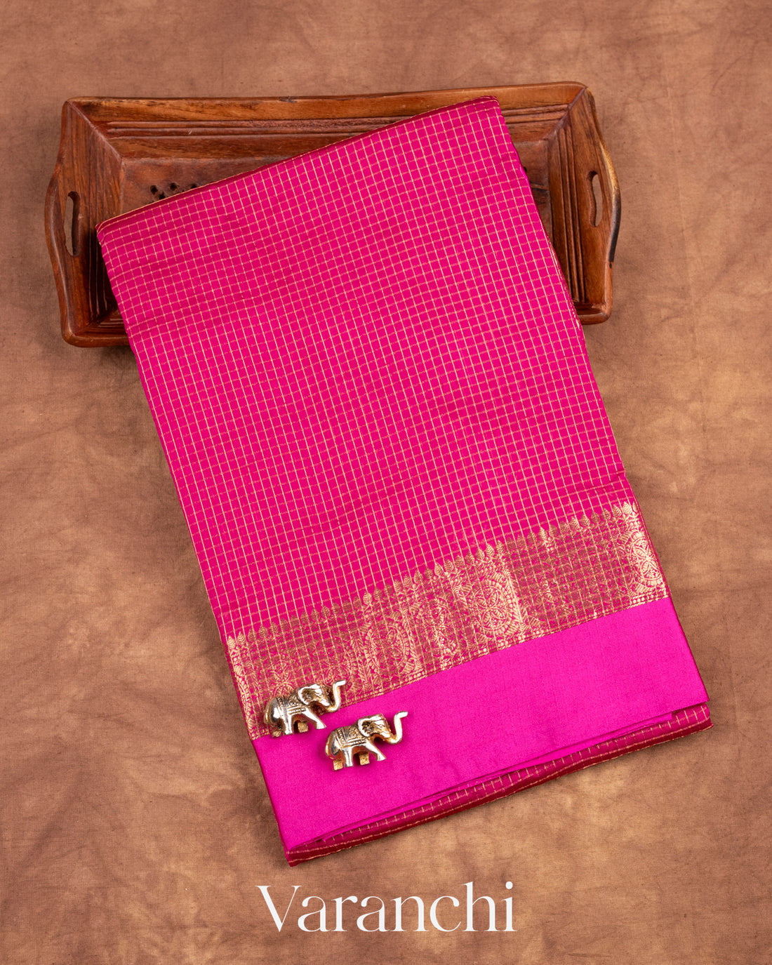 Rani Pink Pure Katan Silk Saree