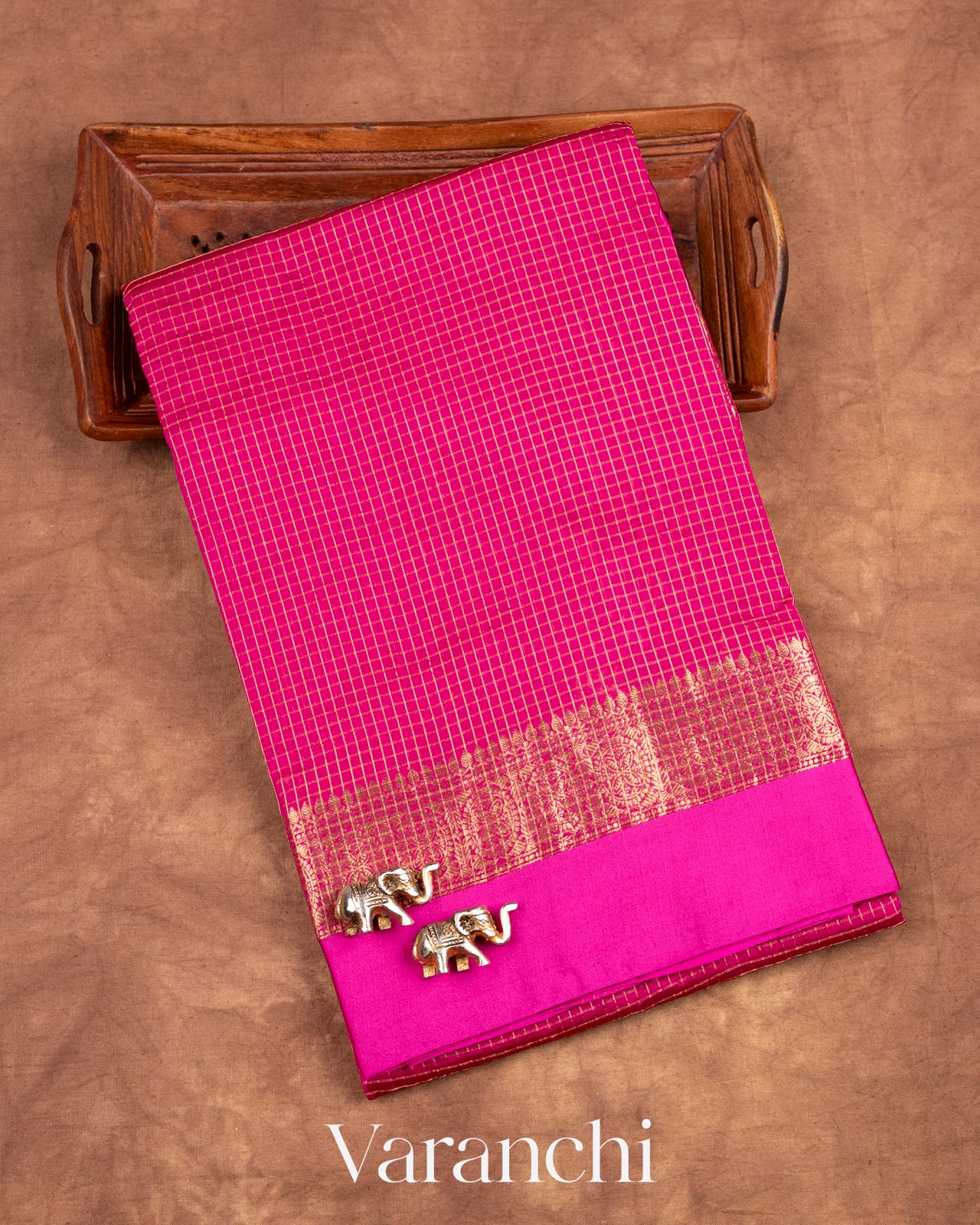 Rani Pink Pure Katan Silk Saree