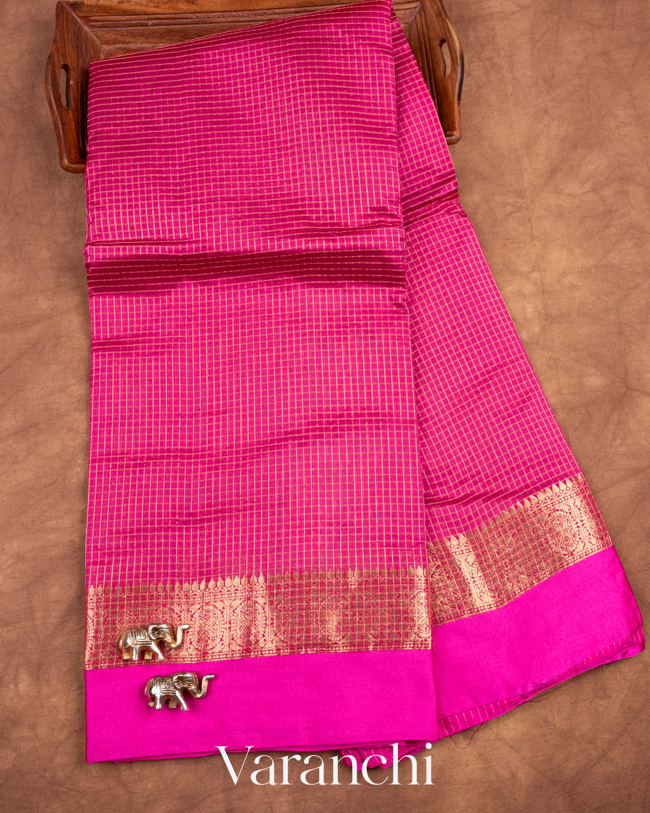 Rani Pink Pure Katan Silk Saree