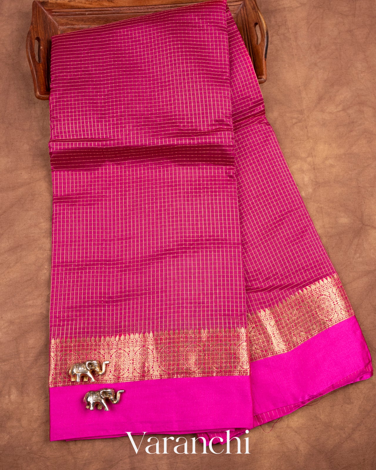 Rani Pink Pure Katan Silk Saree