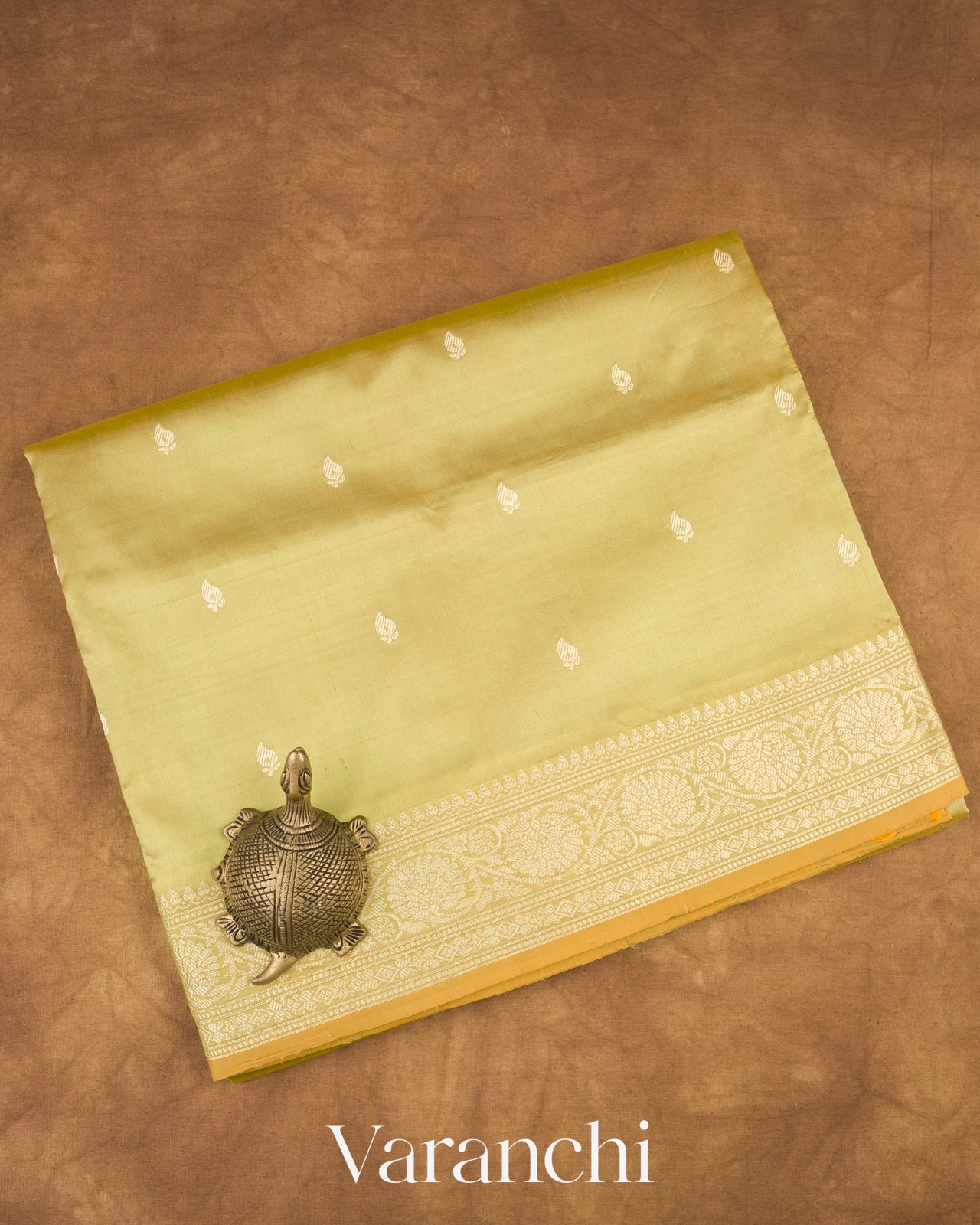 Elaichi Green Dual Tone Pure Katan Silk with Resham Weaving Handloom Saree